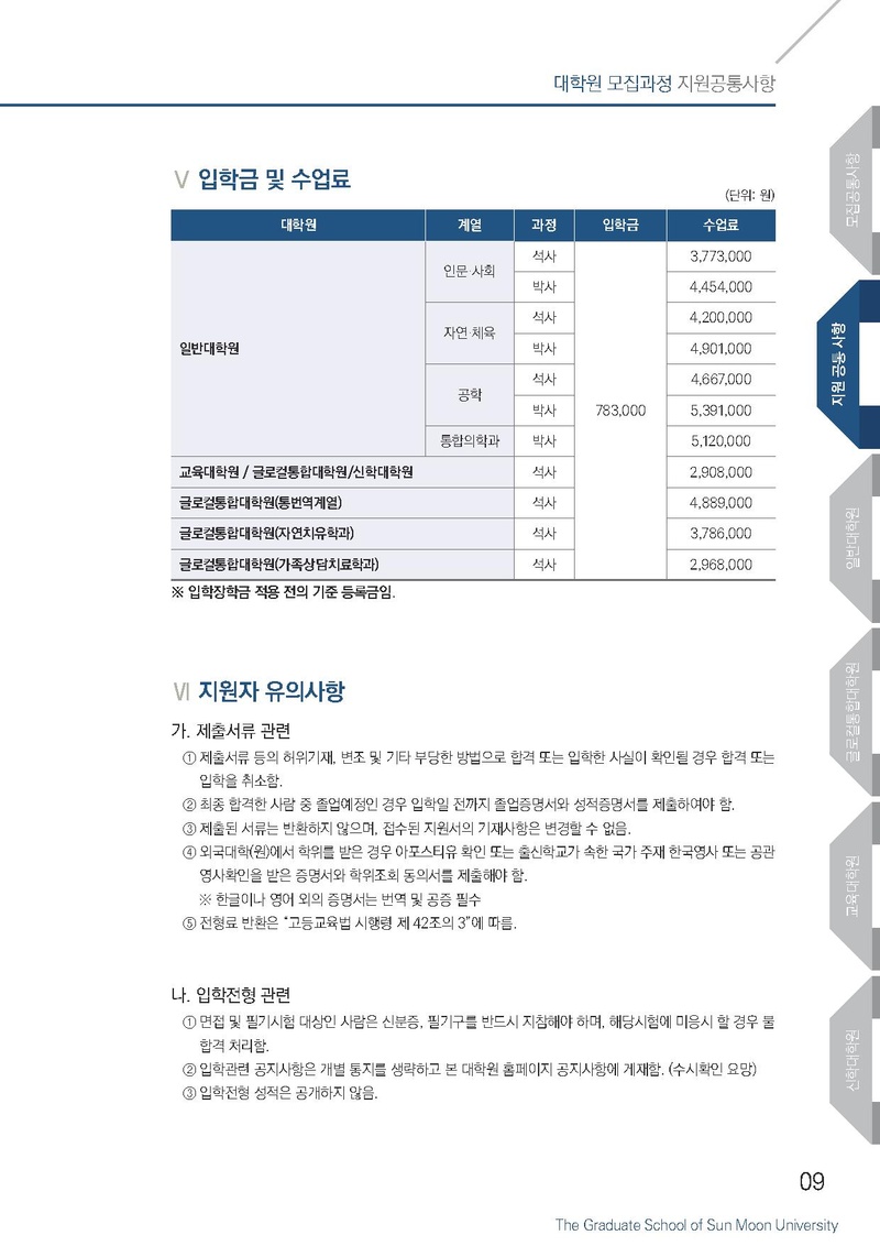 2019-전기선문대학교 대학원 모집요강(연장).pdf 9쪽