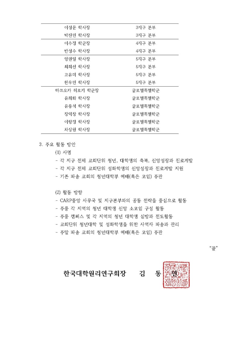 한대원연 18-68 CARP 조직개편 및 파송지 변경에 대한 건.pdf 2쪽